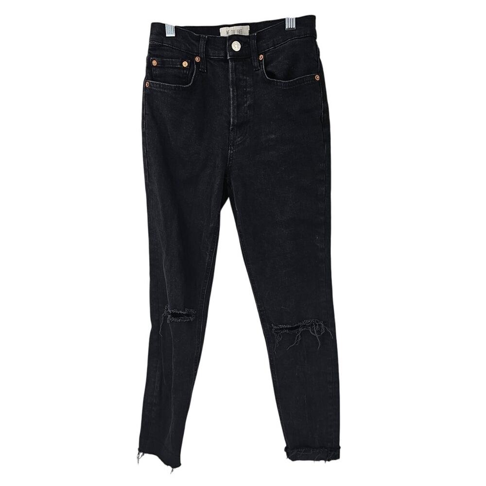 WE THE FREE Free People Black Distressed Skinny Jeans Womens Size 25